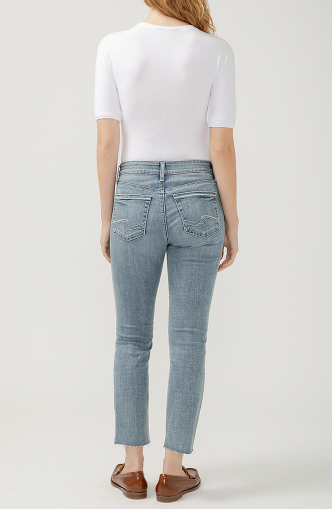 Silver Suki Mid Rise Straight Crop Luxe Stretch Jeans