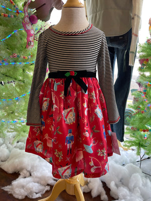 Striped Nutcracker Toddler Girl Christmas Dress