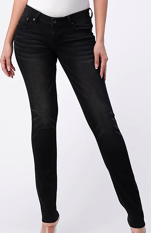 Grace In LA Black Soft Denim Mid Rise Skinny Jeans