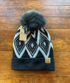 C.C. Slouch Diamond Pom Beanie