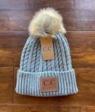 C.C. Cable Knit Pom Beanie