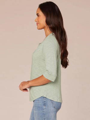 Democracy Split V-neck Hem Knit Top