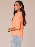 Democracy Split V-neck Hem Knit Top