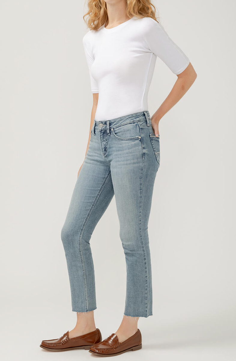 Silver Suki Mid Rise Straight Crop Luxe Stretch Jeans