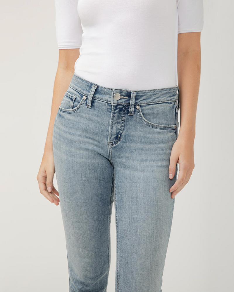 Silver Suki Mid Rise Straight Crop Luxe Stretch Jeans