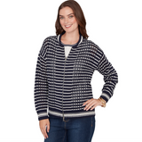 Ruby Road Knit Stitch Zip Sweater