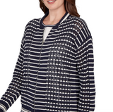 Ruby Road Knit Stitch Zip Sweater