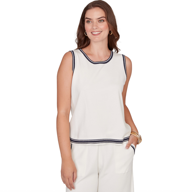 Ruby Road Tipped Trim Sweater Tank Top