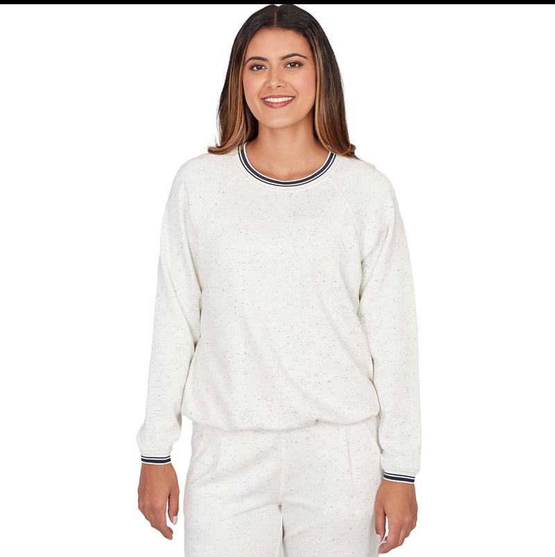 Ruby Road Bubble Hem Fleck Knit Pullover Top