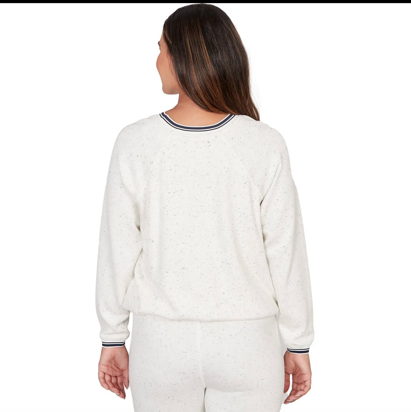 Ruby Road Bubble Hem Fleck Knit Pullover Top