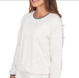 Ruby Road Bubble Hem Fleck Knit Pullover Top