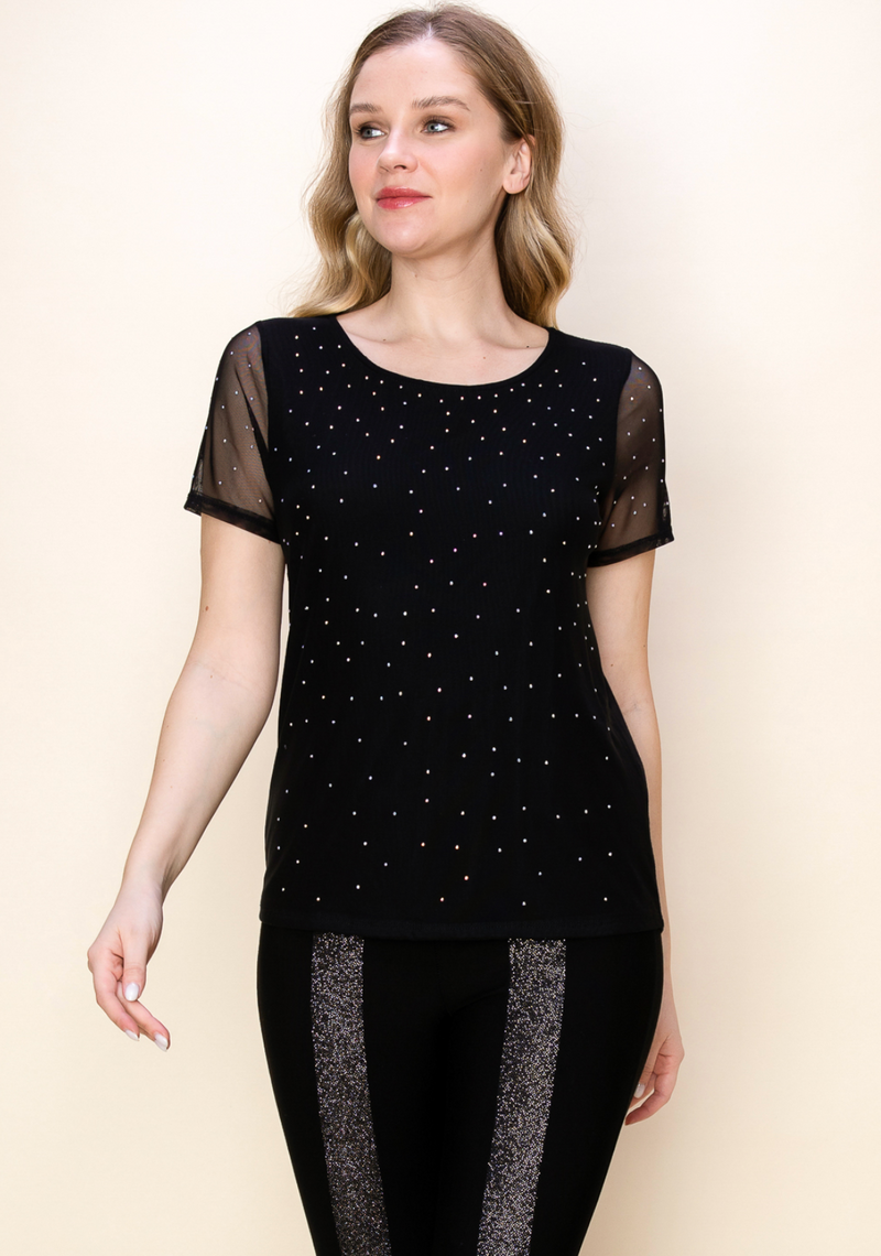 Vocal Embellished Mesh Top