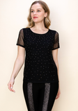 Vocal Embellished Mesh Top