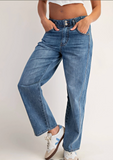 Double Button Straight Leg Jeans