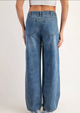 Double Button Straight Leg Jeans