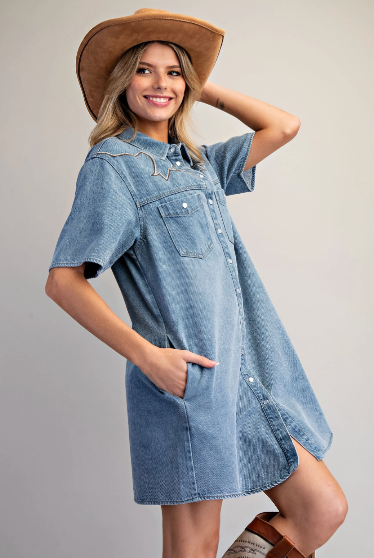 Western Embroidered Mini Dress