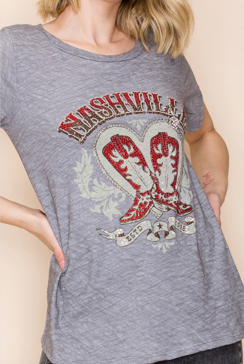 Vocal Curvy Nashville Boots Tee