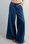Women's Drawstring Wide Denim Pants