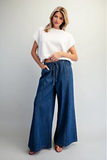 Women's Drawstring Wide Denim Pants