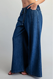 Women's Drawstring Wide Denim Pants