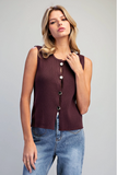 Women's Button Down Ribbed Top