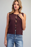 Women's Button Down Ribbed Top