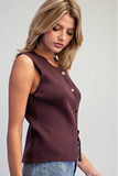 Women's Button Down Ribbed Top