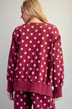 Women's Mineral Washed Polka-dot Crew Neck