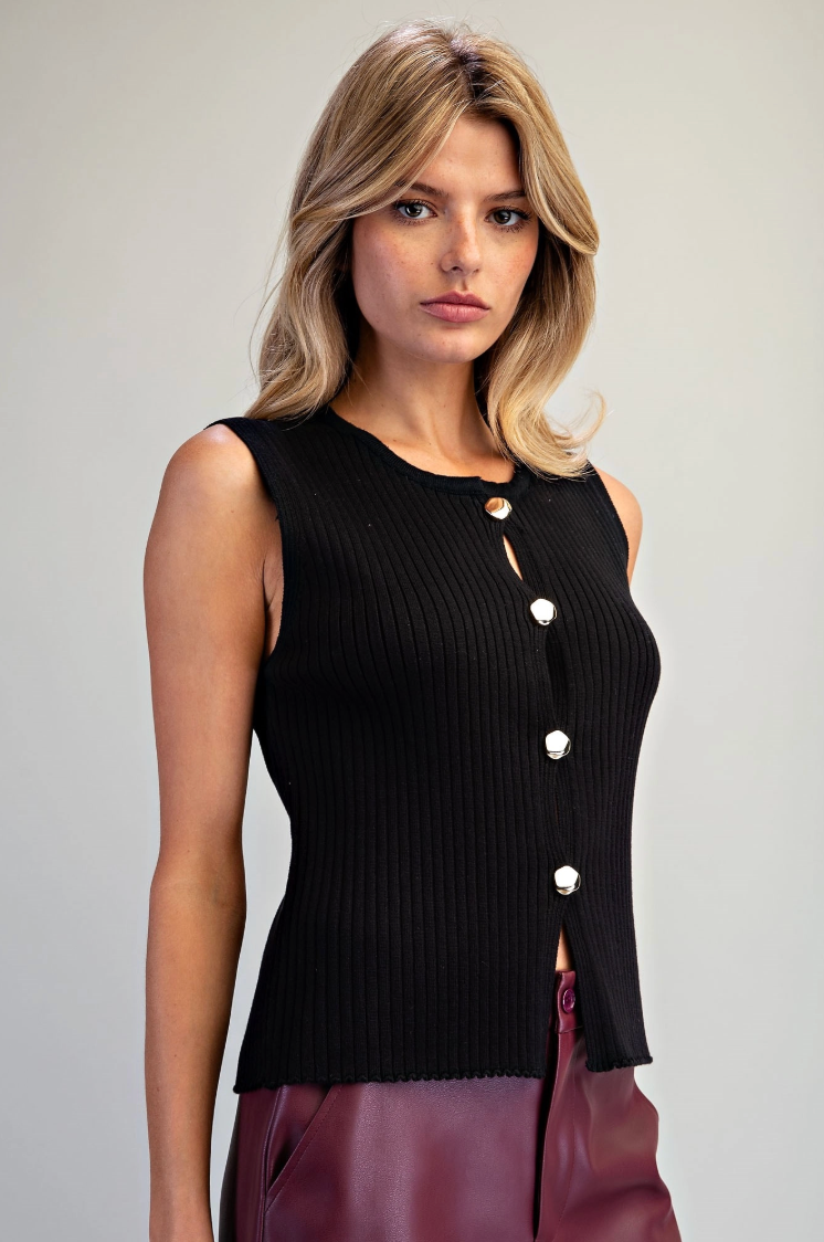 Women's Button Down Ribbed Top