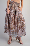 Smocked Boho Maxi Skirt
