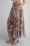 Smocked Boho Maxi Skirt