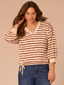 Democracy 3 Quarter Sleeve V-Neck Top