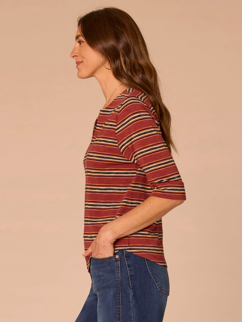 Democracy Cuff Sleeve Split V Top