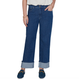 Ruby Rd. Pinstripe Wide Cuff Jeans