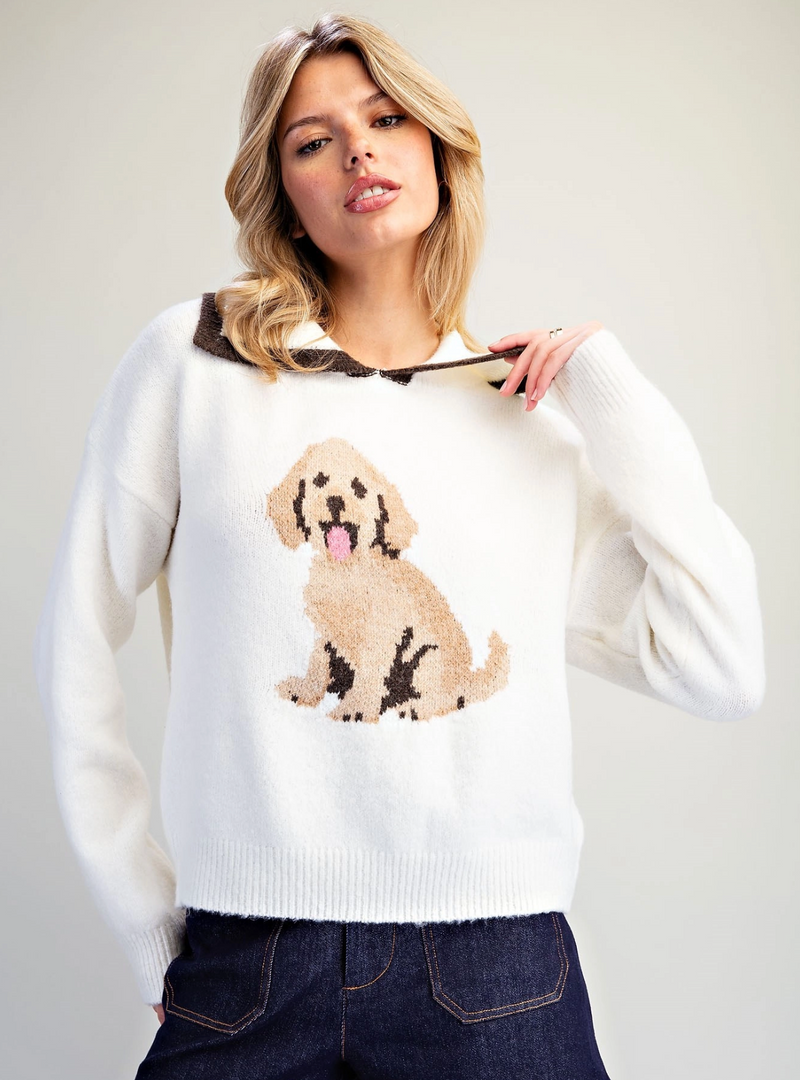 Ladies' Puppy Collar Knitted Sweater