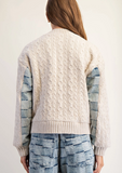 Ladies Denim Mixed Media Bomber Jacket