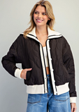 Ladies' Contrast Quilted Knit Jacket