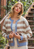 Ladies' Striped Weenie Dog Cardigan