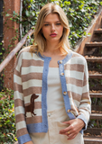 Ladies' Striped Weenie Dog Cardigan