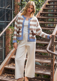 Ladies' Striped Weenie Dog Cardigan