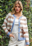Ladies' Striped Weenie Dog Cardigan
