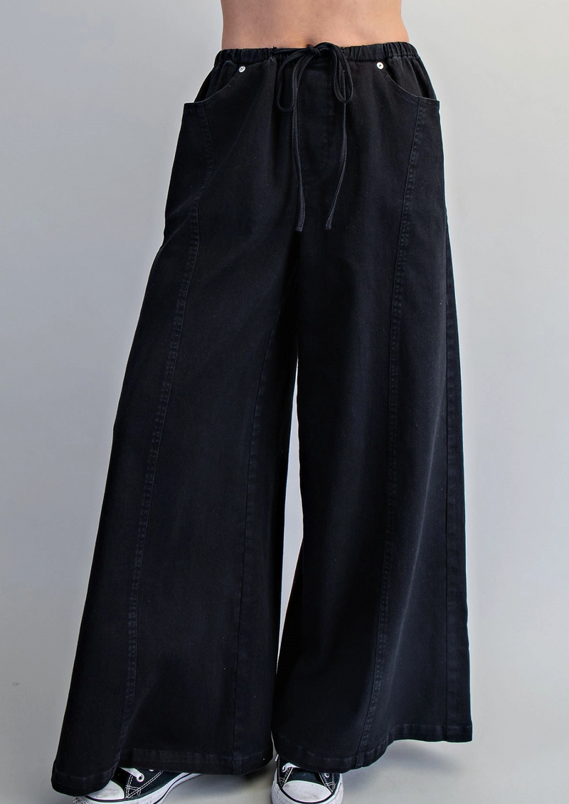 Ladies' Wide Leg Mineral Washed Pants