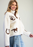 Ladies Fuzzy Fleece Western Pullover