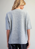 Ladies' Fuzzy Knit Short Sleeve Sweater