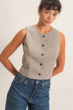 Houndstooth Plaid Button Up Vest