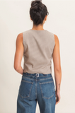 Houndstooth Plaid Button Up Vest