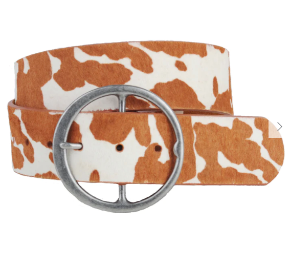 Wide Cow Print Calf Hair Belt